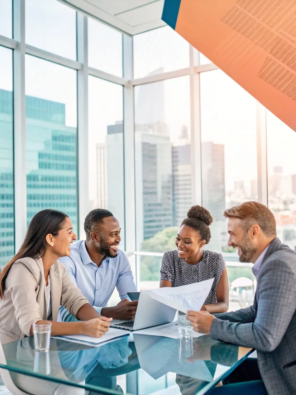 A diverse group of professionals collaborating on a project, highlighting the importance of teamwork and communication skills.